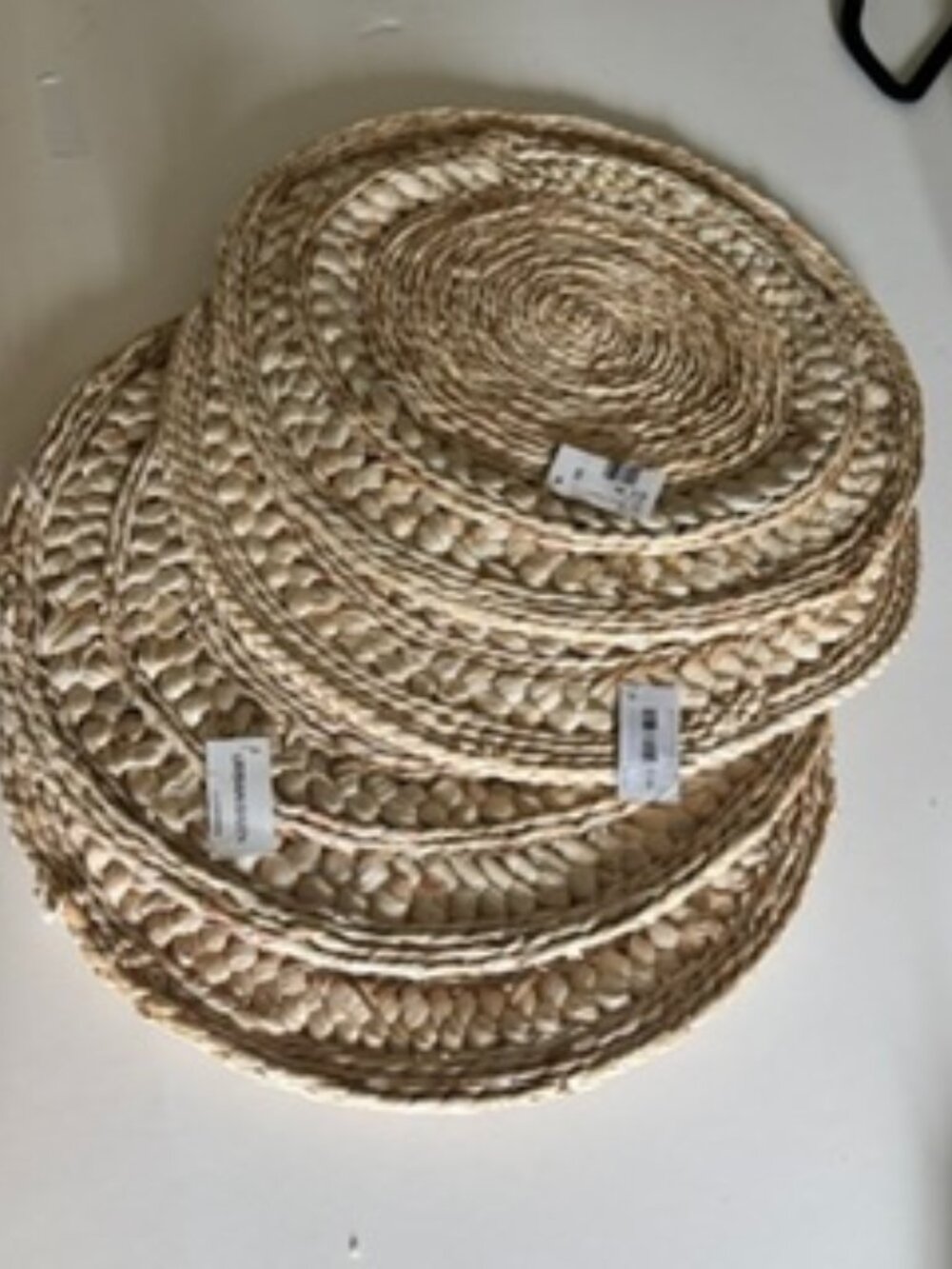 Urban Barn Set of 4 round 15" Rattan placemats chargers NWT